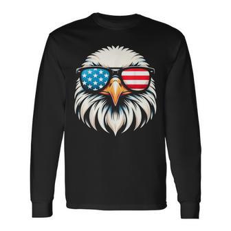 Patriotic Eagle Red White Blue Usa Flag Eagle 4Th Of July Long Sleeve T-Shirt - Monsterry