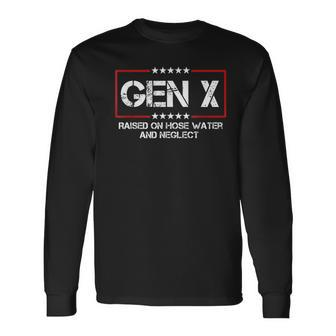 Patriotic Gen X Raised On Hose Water & Neglect Vintage Long Sleeve T-Shirt | Mazezy UK