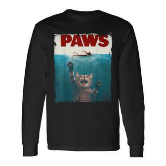 Paws Kitten Meow Parody Cat Lover Cute Cat Long Sleeve T-Shirt - Monsterry CA