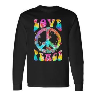 Peace Costume Sign Love 60S 70S Tie Dye Hippie Women Long Sleeve T-Shirt - Thegiftio UK