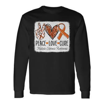 Peace Love Cure Ms Warrior Multiple Sclerosis Awareness Long Sleeve T-Shirt | Mazezy