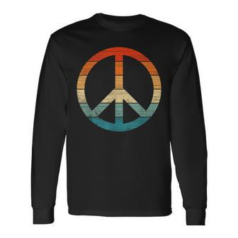 Peace Sign Vintage Distressed Anti War Freedom Retro Long Sleeve T-Shirt - Monsterry UK