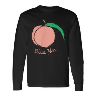 Peach Bite Me Graphic Long Sleeve T-Shirt - Monsterry