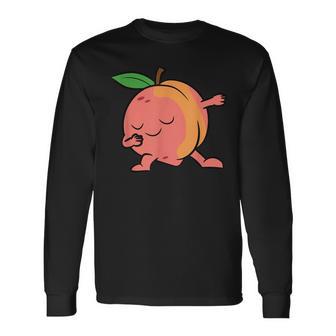 Peach Dabbing Peach Fruit Love Peaches Long Sleeve T-Shirt - Monsterry