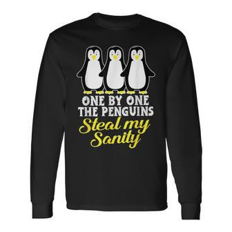 Penguin One By One The Penguins Steal My Sanity Long Sleeve T-Shirt - Monsterry