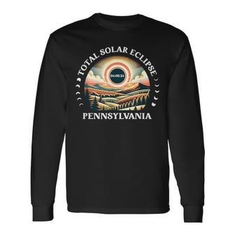 Pennsylvania Eclipse 40824 Retro Total Solar Eclipse 2024 Long Sleeve T-Shirt | Mazezy