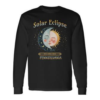 Pennsylvania Total Solar Eclipse 2024 Souvenir Retro Long Sleeve T-Shirt - Monsterry UK