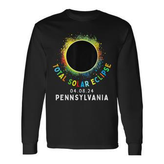 Pennsylvania Total Solar Eclipse Totality April 8 2024 Long Sleeve T-Shirt | Mazezy