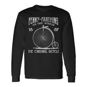 Penny Farthing Bike Retro Vintage Bicycle Cycling Long Sleeve T-Shirt - Monsterry DE