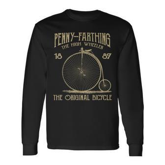 Penny Farthing Bike Retro Vintage Bicycle Long Sleeve T-Shirt - Monsterry