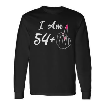 Personalized I Am 54 Plus 1 Middle Finger 55Th Women Long Sleeve T-Shirt - Thegiftio UK