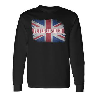 Peterborough United Kingdom British Flag Vintage Souvenir Long Sleeve T-Shirt - Monsterry DE