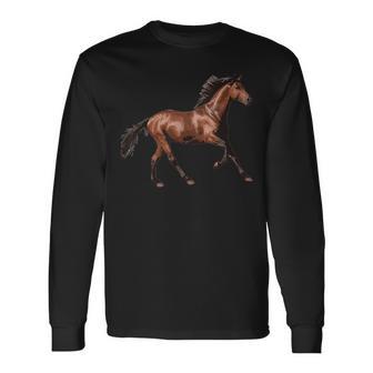 Pferd Braun Hengst Brauner Schwarze Mähne Langarmshirts - Geschenkecke