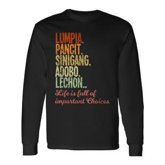 Philippines Filipino Lumpia Pancit Sinigang Adobo Lechon Long Sleeve T-Shirt - Thegiftio UK