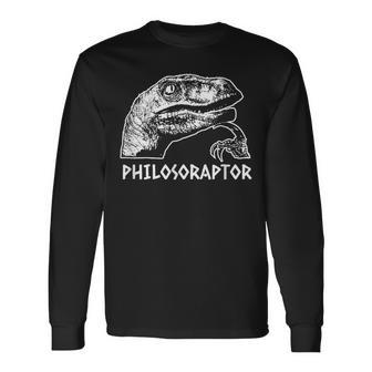 Philosoraptor Meme Philosophy Dinosaur Langarmshirts - Seseable