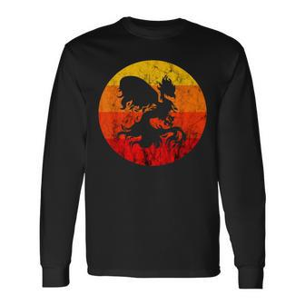Phoenix Mythical Rebirth Fire Bird Vintage Retro Sunset Long Sleeve T-Shirt - Monsterry UK