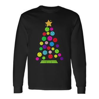 Pickleball Christmas Tree Long Sleeve T-Shirt | Mazezy