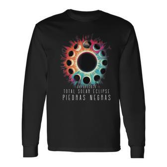 Piedras Negras Eclipse Tie Dye Vintage Inspired 2024 Long Sleeve T-Shirt - Monsterry