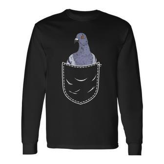 Pigeon Taubenschlag Bird Animal Lover Chest Pocket Black Langarmshirts - Seseable