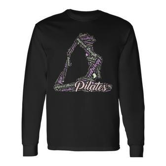 Pilates Wordcloud B Long Sleeve T-Shirt - Monsterry
