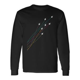 Pilot Colorful Flying Jets Airplanes Fighter Jet Long Sleeve T-Shirt - Thegiftio UK