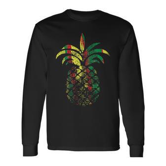 Pineapple Reggae Gold Beach Hawaiian T Long Sleeve T-Shirt - Monsterry