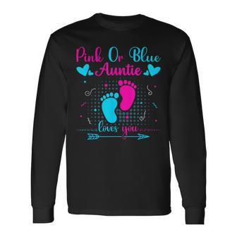Pink Or Blue Auntie Loves You Cute Gender Reveal Party Baby Long Sleeve T-Shirt - Thegiftio UK