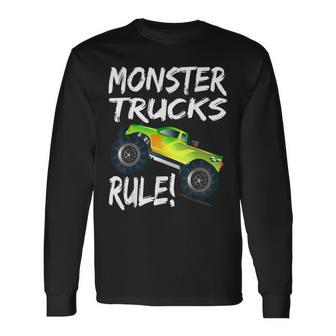 Pit Crew Monster Trucks Happy Sunset Retro Theme Long Sleeve T-Shirt - Monsterry UK