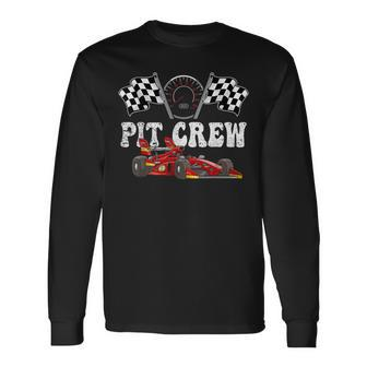 Pit Crew Race Car Hosting Parties Racing Family Themed Long Sleeve T-Shirt - Seseable