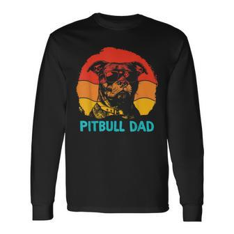 Pitbull Dad Father's Day Vintage Dog Dad Family Matching Long Sleeve T-Shirt - Thegiftio UK