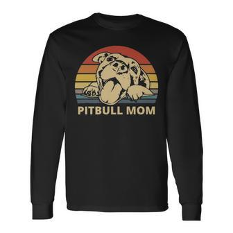 Pitbull Mom With Cute Pitty Face Pitbull Mom Long Sleeve T-Shirt | Mazezy