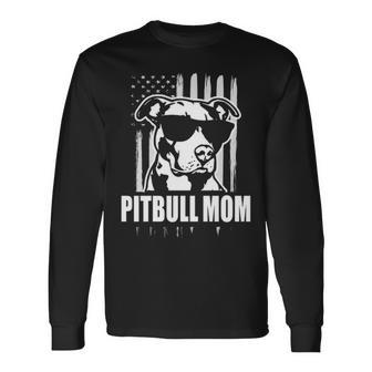 Pitbull Mom Proud American Pit Bull Dog Long Sleeve T-Shirt | Mazezy