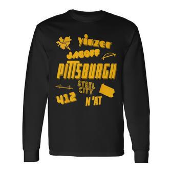 Pittsburgh Retro Yinzer Jagoff 412 Sl City Pride Long Sleeve T-Shirt - Monsterry