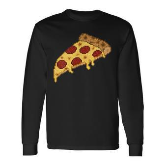 Pixel Pizza Long Sleeve T-Shirt - Monsterry