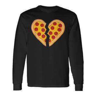 Pizza Broken Heart Pepperoni Slice Heartbreak Long Sleeve T-Shirt - Monsterry CA