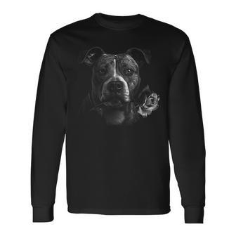 Plain Portrait Of Stafford Terrier And Rose Langarmshirts - Geschenkecke