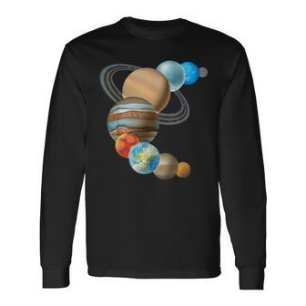 Planets In The Solar System Universe Astronaut Long Sleeve T-Shirt - Seseable
