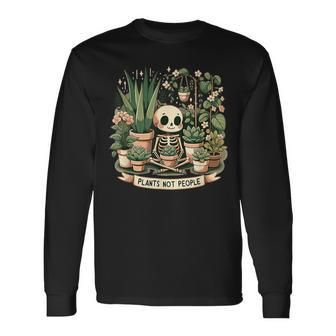 Plant Lover Skeleton Plants Not People Long Sleeve T-Shirt | Mazezy CA