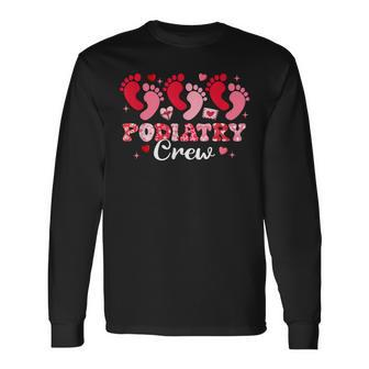 Podiatry Crew Footprint Leopard Podiatrist Valentine's Day Long Sleeve T-Shirt - Monsterry UK