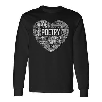 Poetry Heart Lover Poet Writing Poem Writer Long Sleeve T-Shirt - Monsterry UK