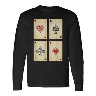 Poker Texas Hold'em Gambling Casino 4 Aces Poker Long Sleeve T-Shirt - Monsterry UK