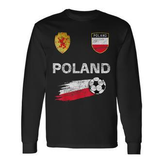 Poland Soccer Fans Jersey Polish Flag Football Lovers Long Sleeve T-Shirt - Thegiftio UK