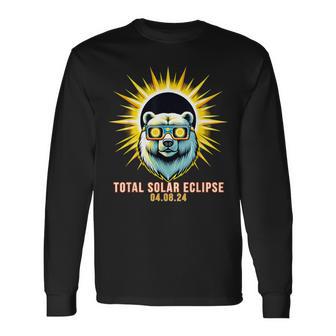 Polar Bear Watching Total Solar Eclipse Long Sleeve T-Shirt - Monsterry