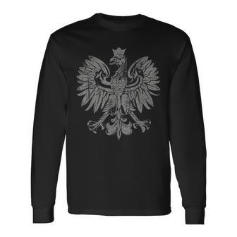 Polish Eagle Poland Coat Of Arms Polish Pride Retro Flag Long Sleeve T-Shirt | Mazezy UK
