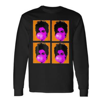 Pop T 80S Purple Prince Rockroll Famous Faces Humour Cool Long Sleeve T-Shirt | Mazezy