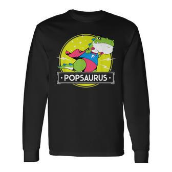 Popsaurus Pops From Grandchildren For Fathers Day Long Sleeve T-Shirt - Monsterry DE