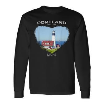 Portland Me Maine Portland Head Light Fort Williams Park Long Sleeve T-Shirt - Monsterry DE