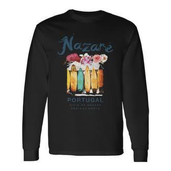 Portugal Nazare Surfing Vintage Retro Long Sleeve T-Shirt | Mazezy