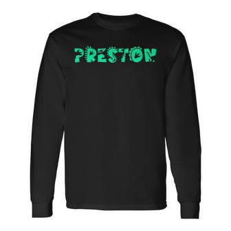 Preston Personalized Boys Dinosaur T Rex Cute Custom Long Sleeve T-Shirt - Seseable