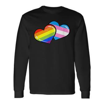 Pride Heart Trans Heart Valentines Day Love Long Sleeve T-Shirt - Thegiftio UK